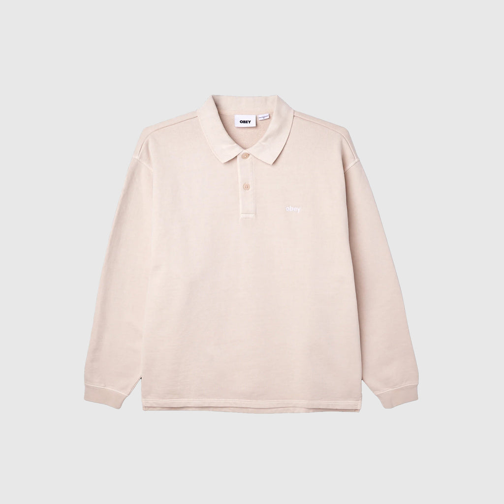 Obey Lowercase Fleece Polo - Unbleached - Front