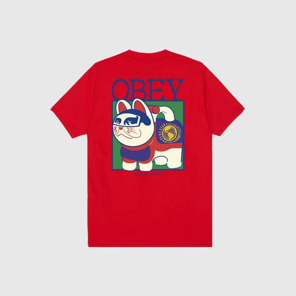 Obey Lucky Cat Tee - Red - Back
