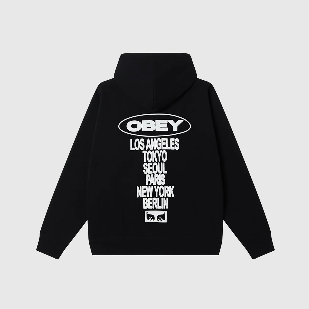 Obey Oval Cities Hood - Black - Back