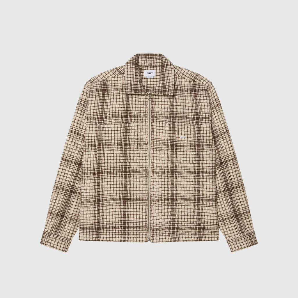 Obey Parker Zip Shirt Jacket - Unbleached Multi - Front