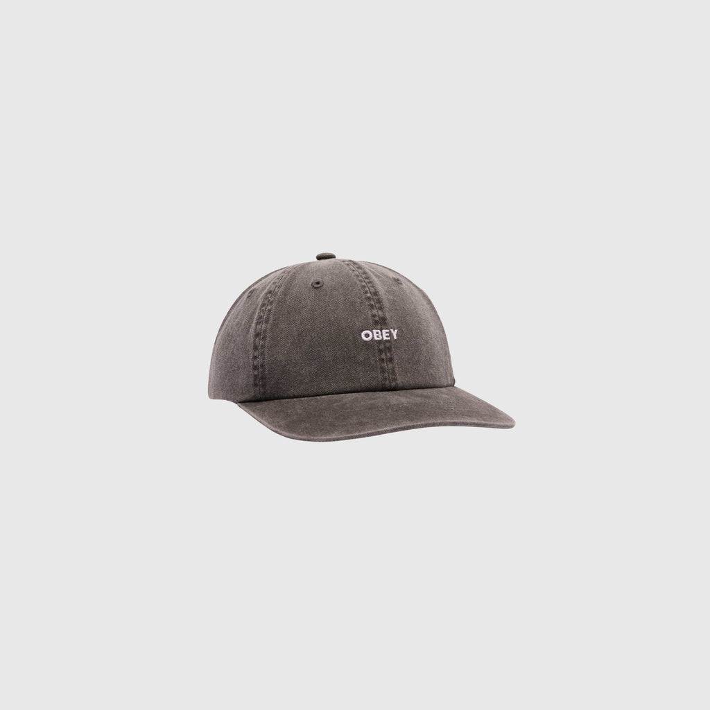 Obey Pigment Lowercase 6 Panel Strap Back - Pigment Black - Front
