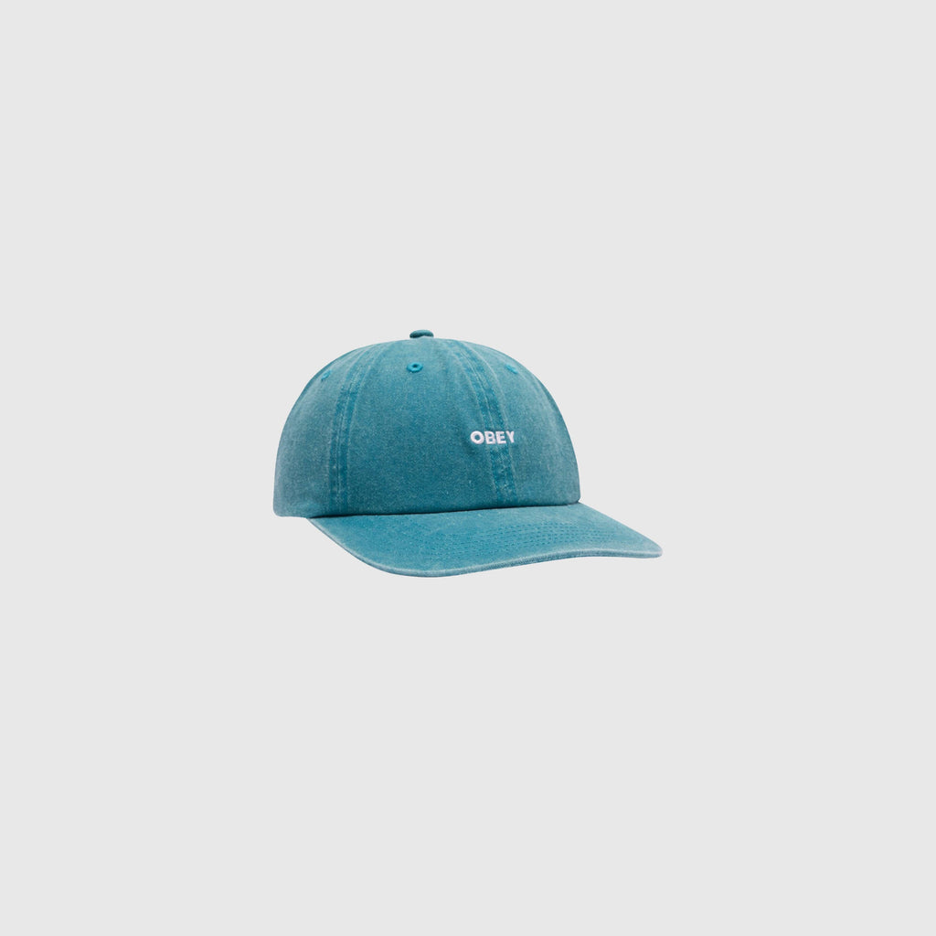 Obey Pigment Lowercase 6 Panel Strap Back - Pigment Teal - Front