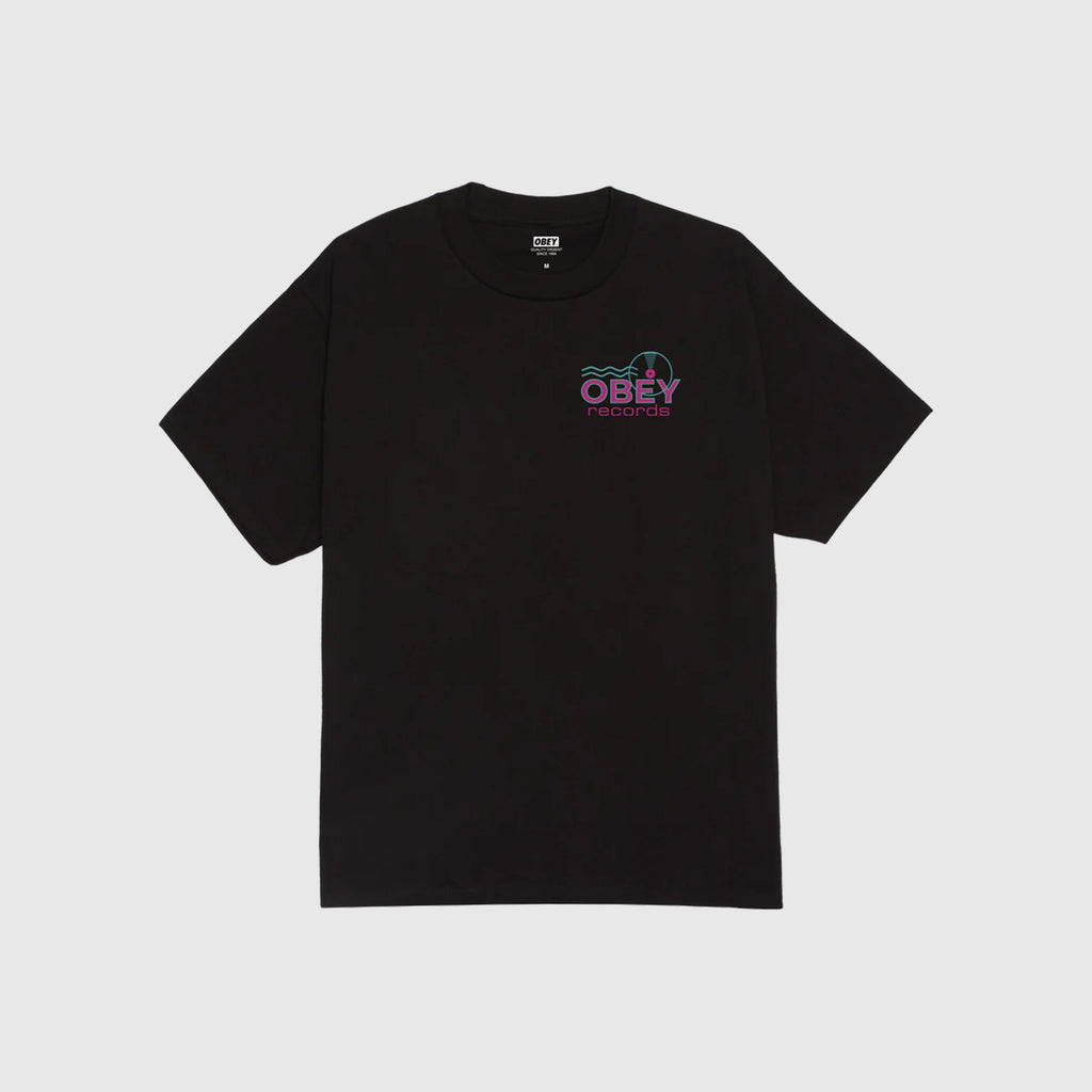 Obey Records Sound Waves Tee - Black - Front