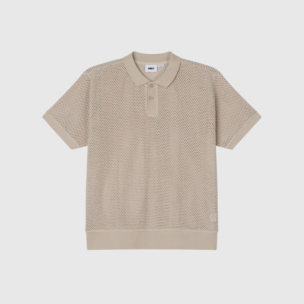 Obey Saratoga Mesh Polo - Silver Grey - Front