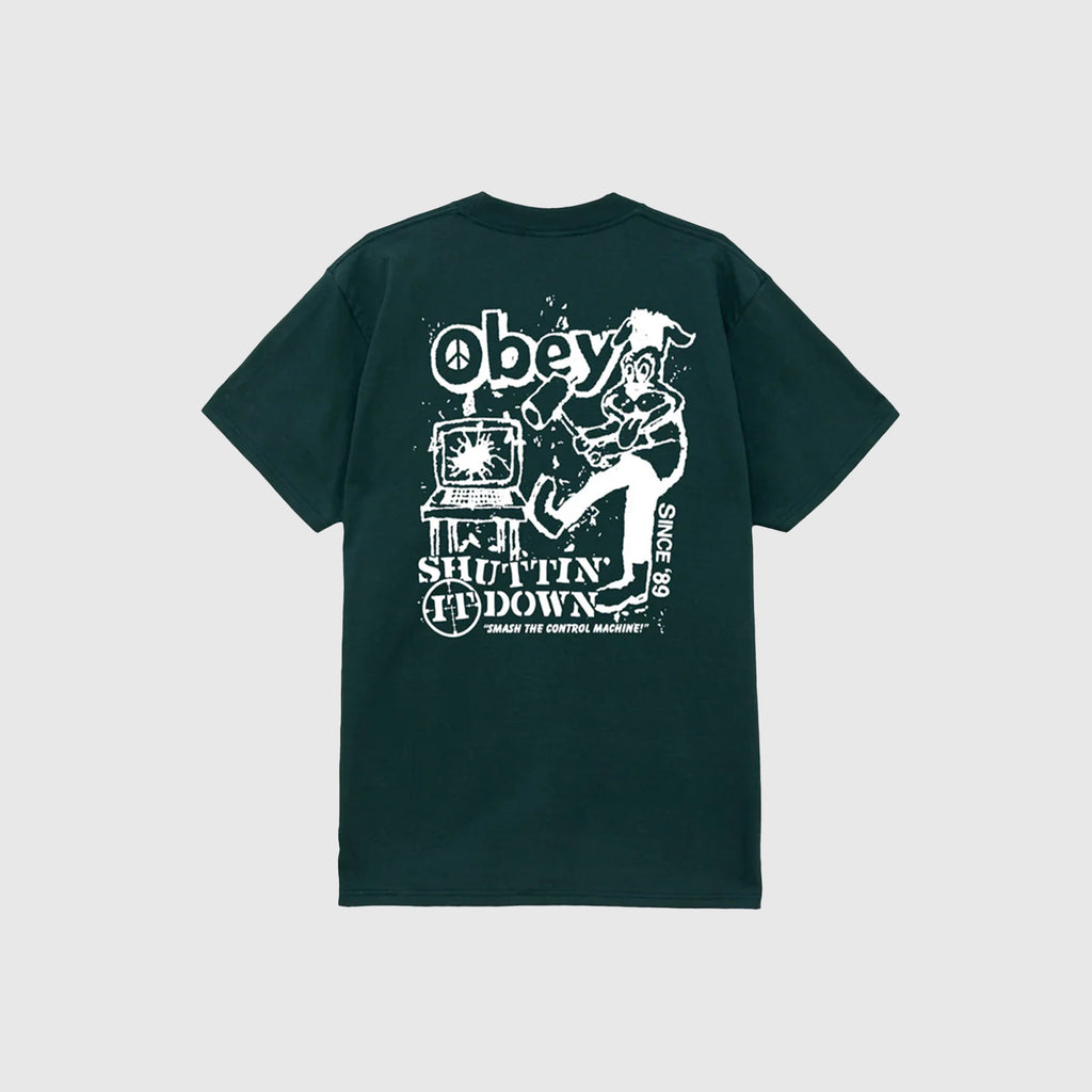 Obey Smash The Control Machine Tee - Rain Forest - Back
