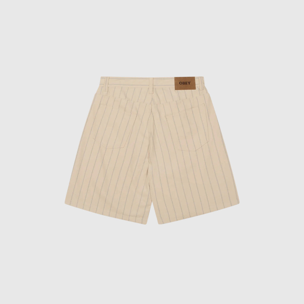 Obey Stripe Baggy Denim Short - Pelican Multi - Back
