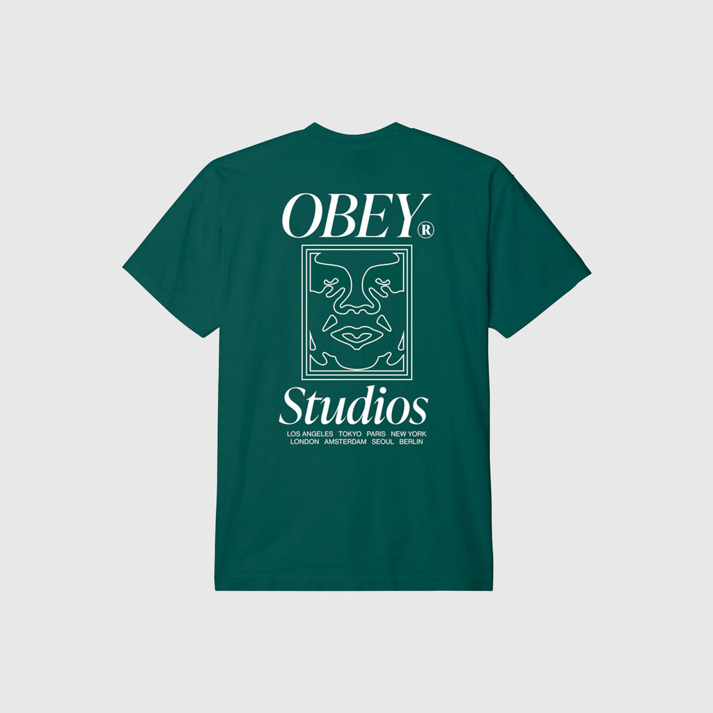 Obey Studios Icon Heavyweight Tee - Adventure Green - Back
