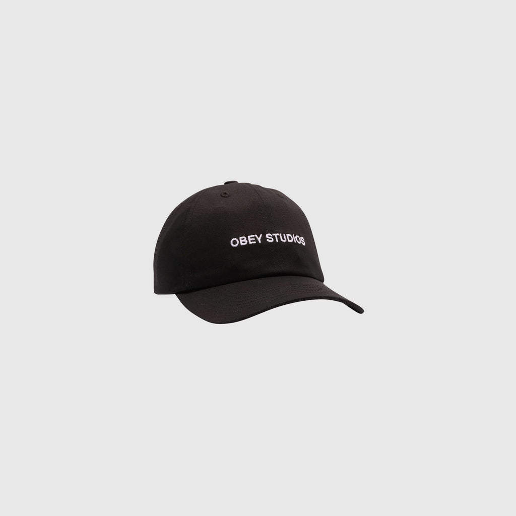 Obey Studios Strap Back Hat - Black - Front