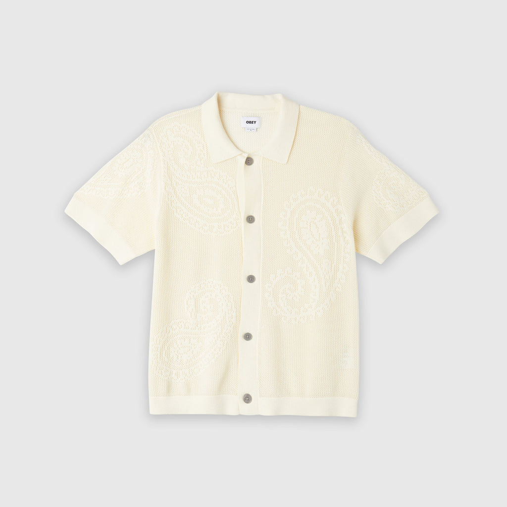 Obey Tear Drop Open Knit Shirt - Unbleached - Front