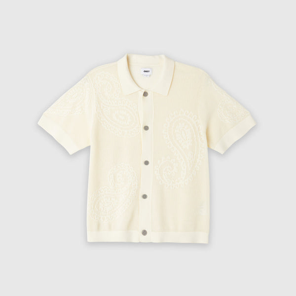 Obey Tear Drop Open Knit Shirt - Unbleached - Front