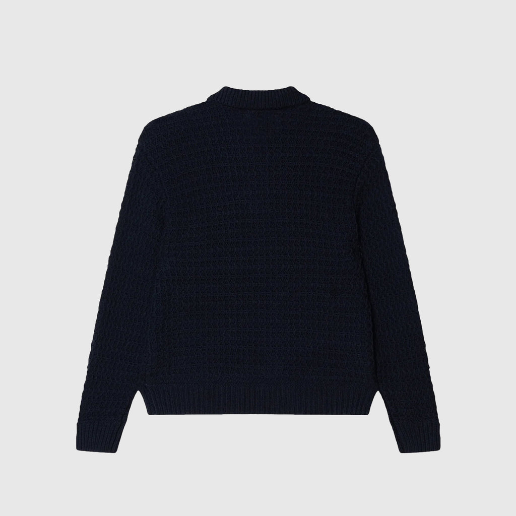 Obey Textured Rugby Polo - Dark Navy - Back