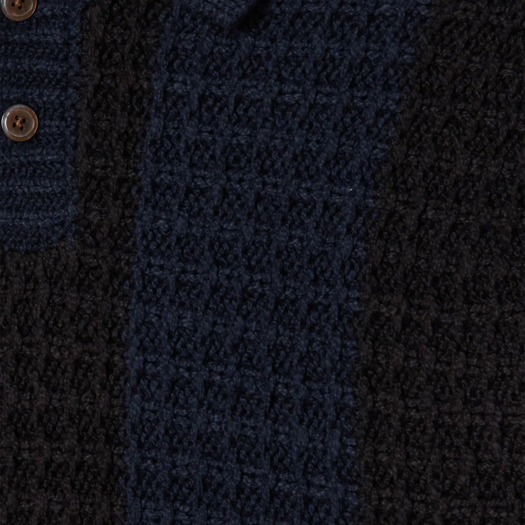 Obey Textured Rugby Polo - Dark Navy - Front Close Up