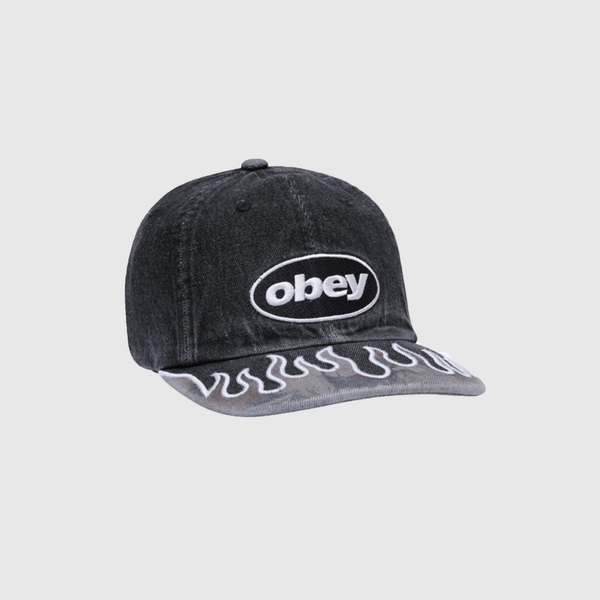Obey Pigment Flames 6 Panel VB - Faded Black