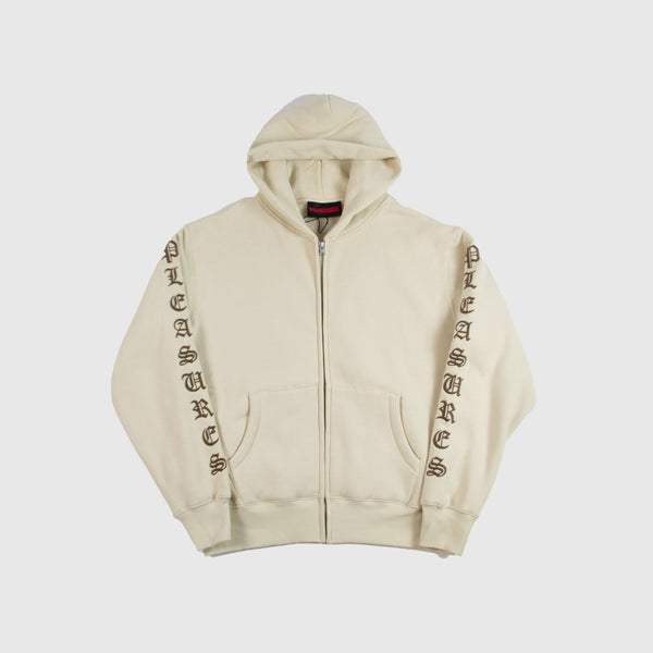 Pleasures OE Zip Up Hoodie - Natural - Front