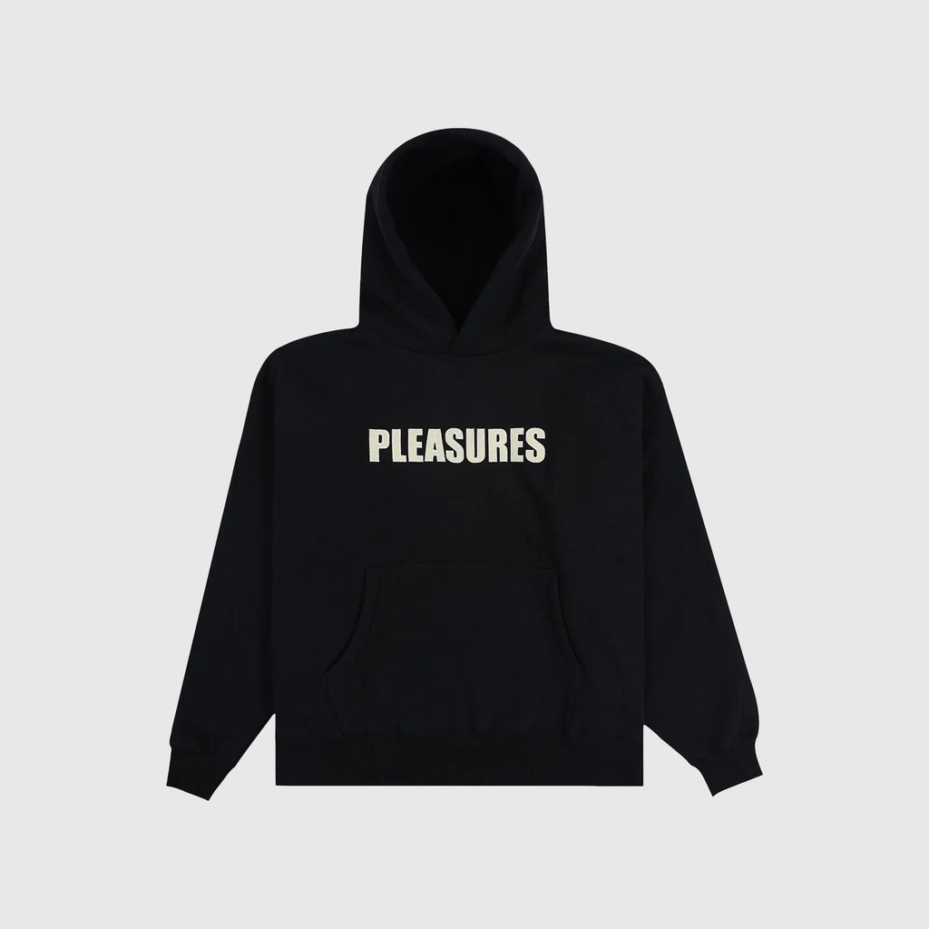 Pleasures Wave Quilted Hoodie - Black - Front