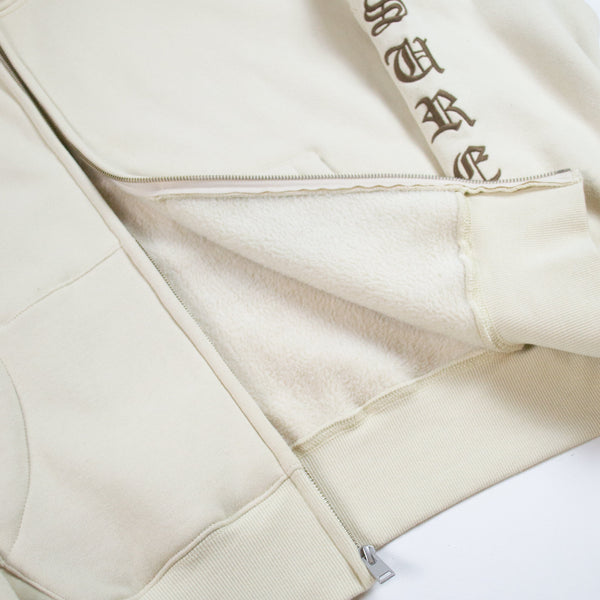 Pleasures OE Zip Up Hoodie - Natural - Front Close Up