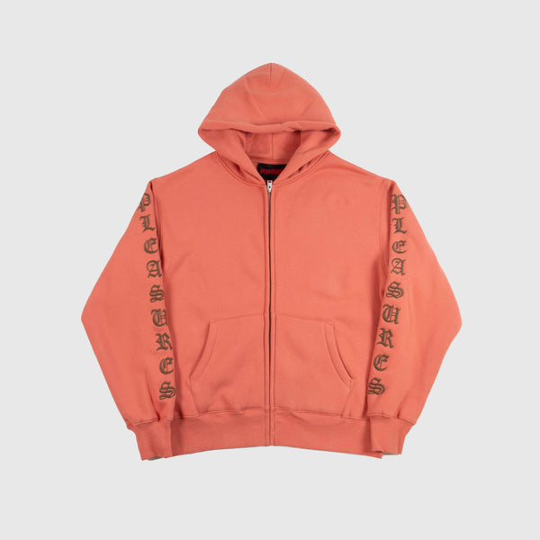 Pleasures OE Zip Up Hoodie - Rust - Front