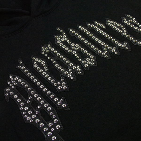 Pleasures Twitch Studded Hoodie - Black - Front Close Up