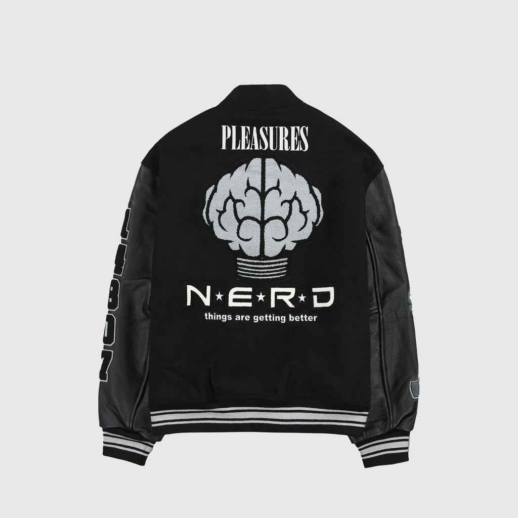 Pleasures NERD Varsity Jacket - Black - Back