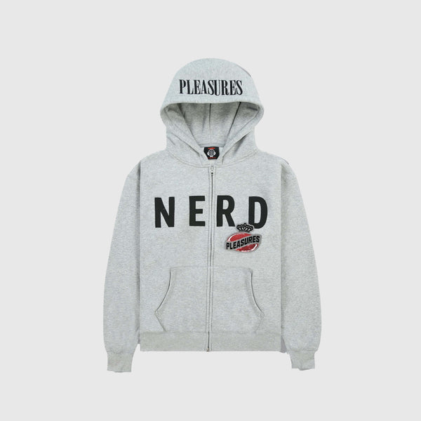 Pleasures NERD Zip Up Hoodie - Heather Grey - Front