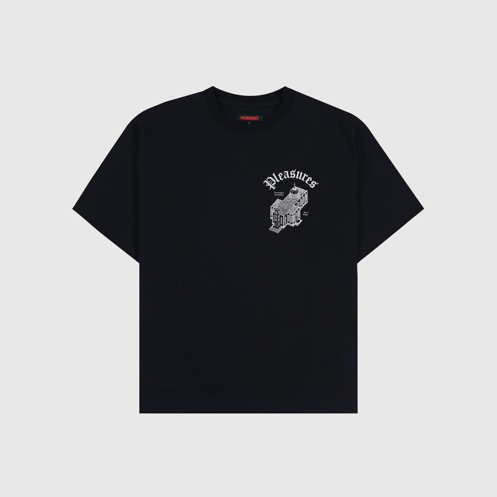 Pleasures Chapel Heavyweight Tee - Black - Front
