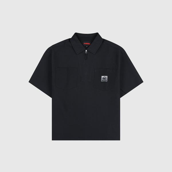 Pleasures Electron Zip Polo - Black - Front