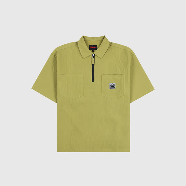 Pleasures Electron Zip Polo - Olive - Front