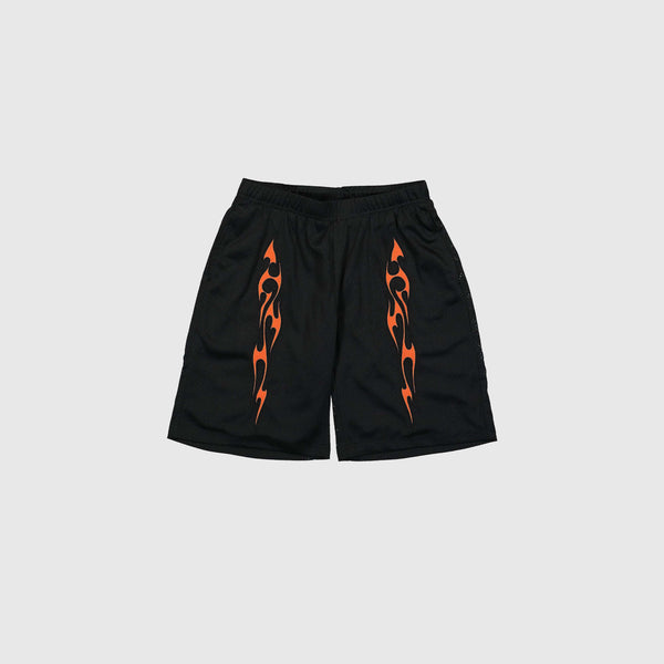 Pleasures Flame Mesh Shorts - Black - Front