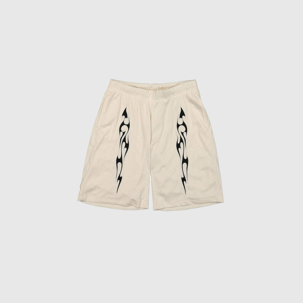 Pleasures Flame Mesh Shorts Off - White - Front