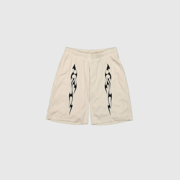 Pleasures Flame Mesh Shorts Off - White - Front