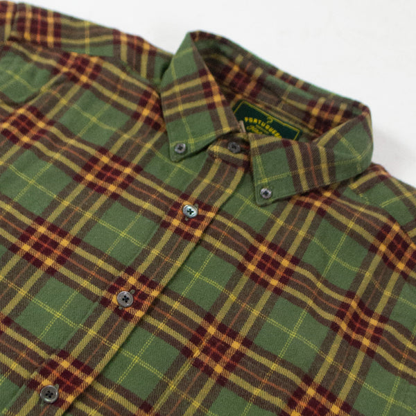 Portuguese Flannel Hoop Shirt - Leaf Green Close Up