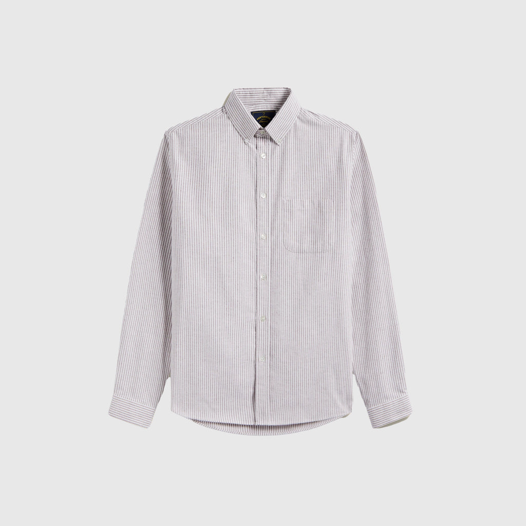 Portuguese Flannel Brushed Oxford Stripe - Bordeaux - Front
