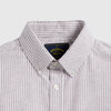 Portuguese Flannel Brushed Oxford Stripe - Bordeaux - Front Close Up