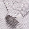 Portuguese Flannel Brushed Oxford Stripe - Bordeaux - Front Close Up