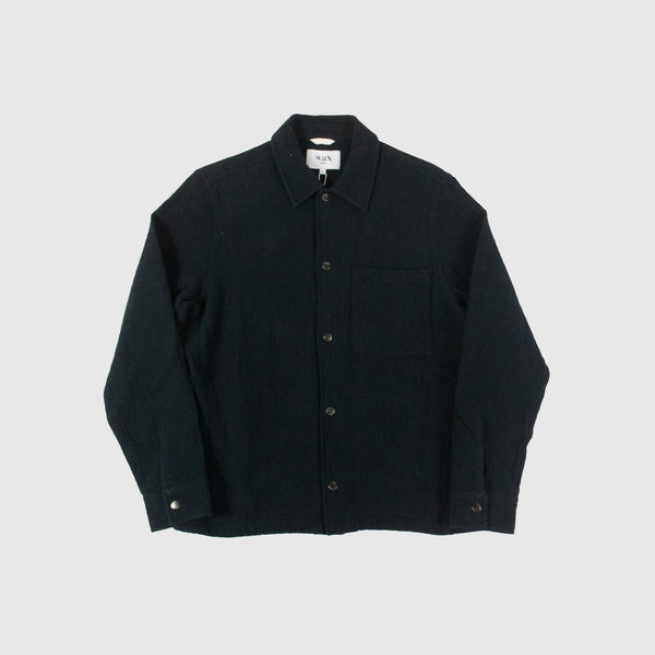 Wax Romer Overshirt - Heavy Cotton Crinkle Black Front