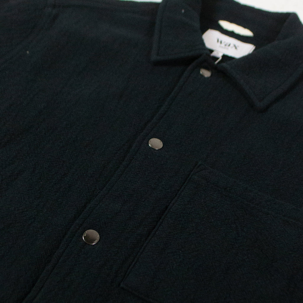 Wax Romer Overshirt - Heavy Cotton Crinkle Black Close Up