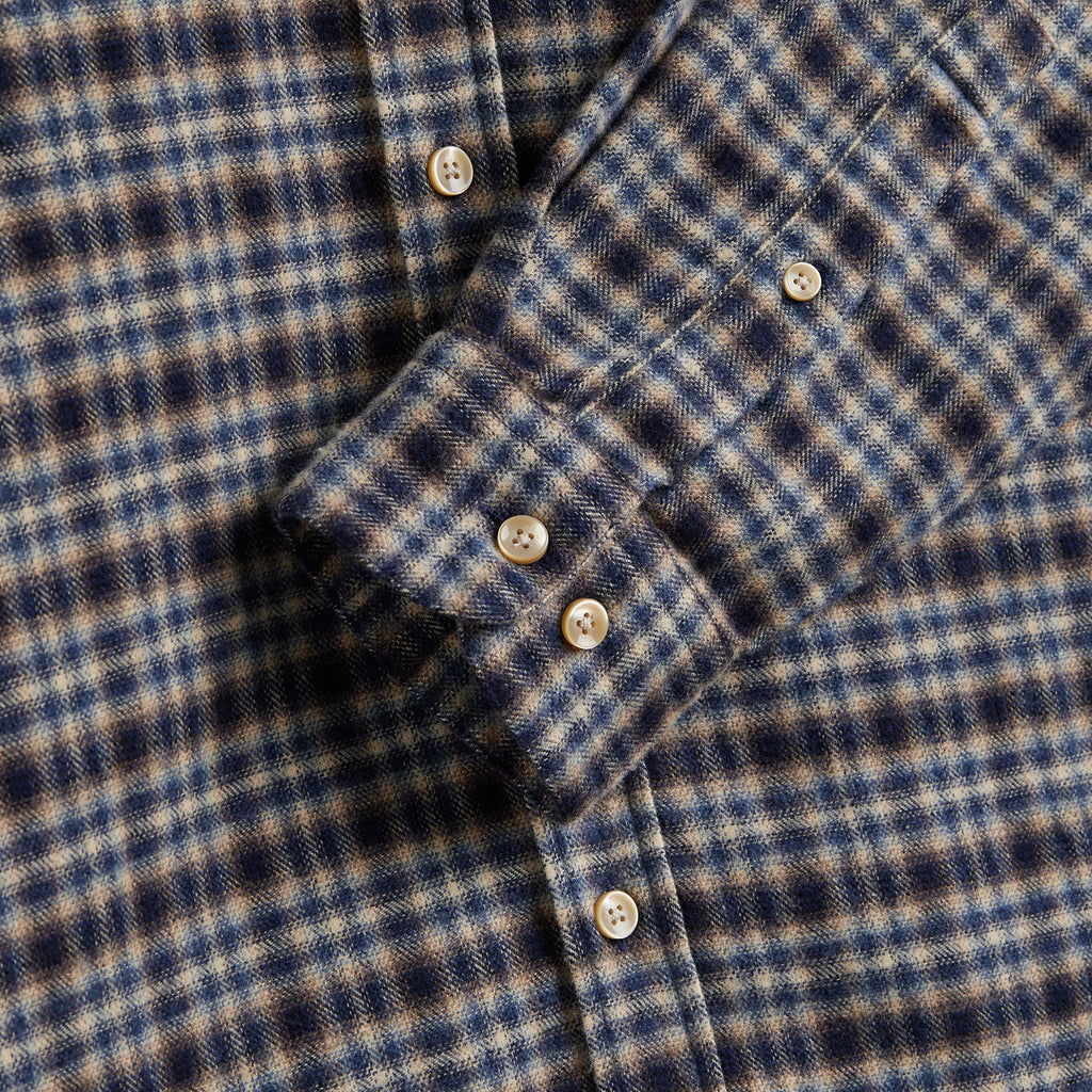 Portuguese Flannel Vouga Shirt - Blue - Front Close Up