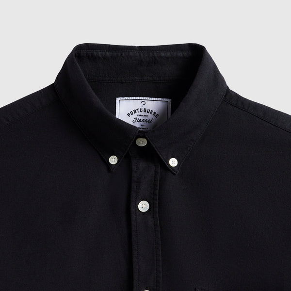 Portuguese Flannel LS Belavista Shirt - Black - Front Close Up