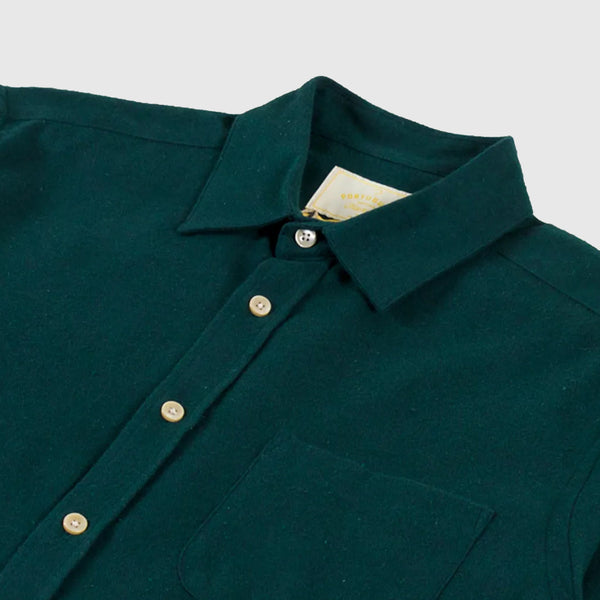 Portuguese Flannel Teca - Green - Front Close Up