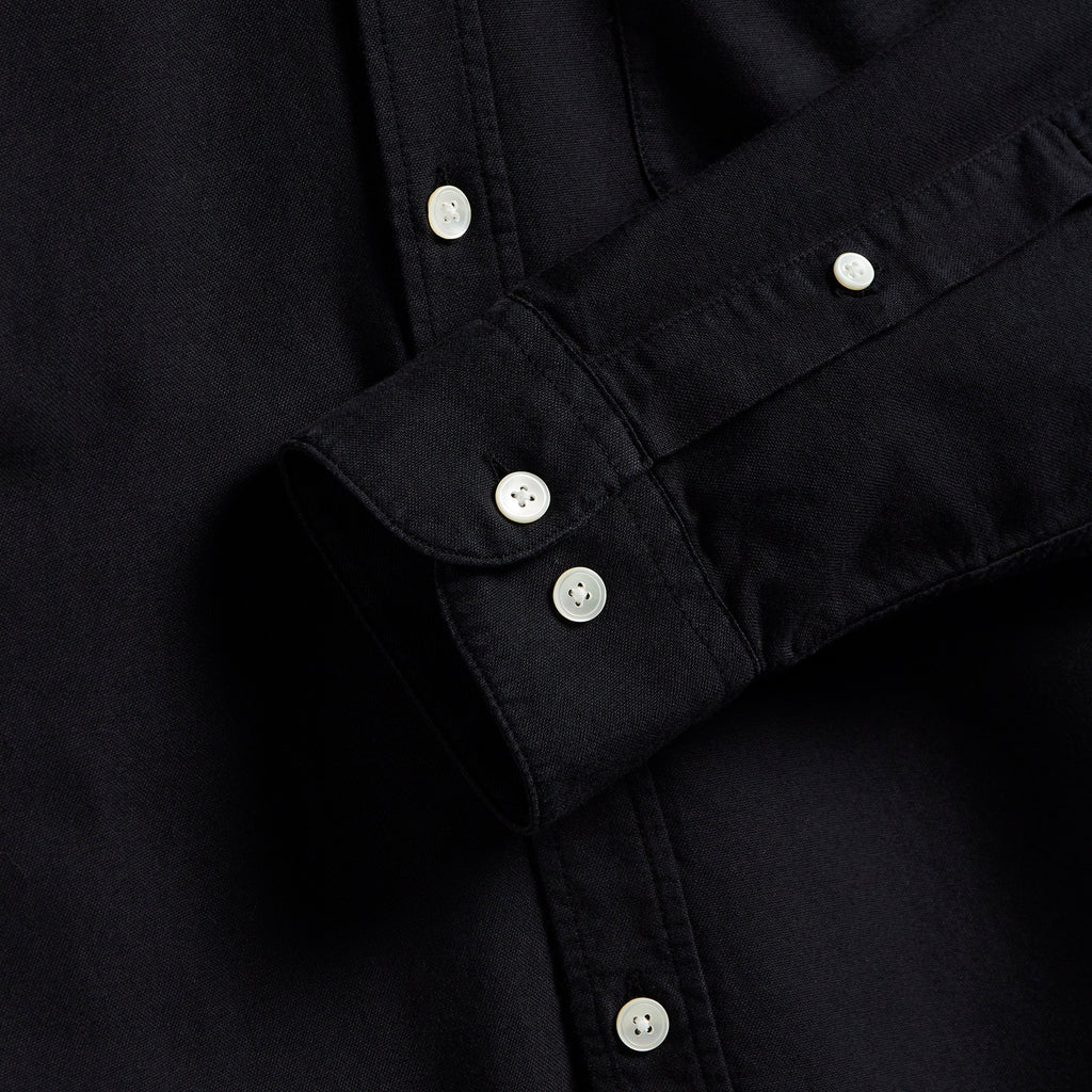 Portuguese Flannel LS Belavista Shirt - Black - Front Close Up