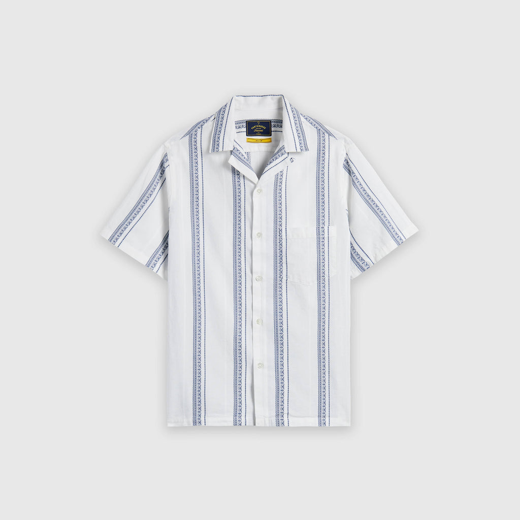 Portuguese Flannel Alqueva Shirt - White / Blue - Front