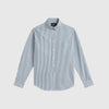 Portuguese Flannel Atlantico Seersucker Shirt - Green Stripe - Front