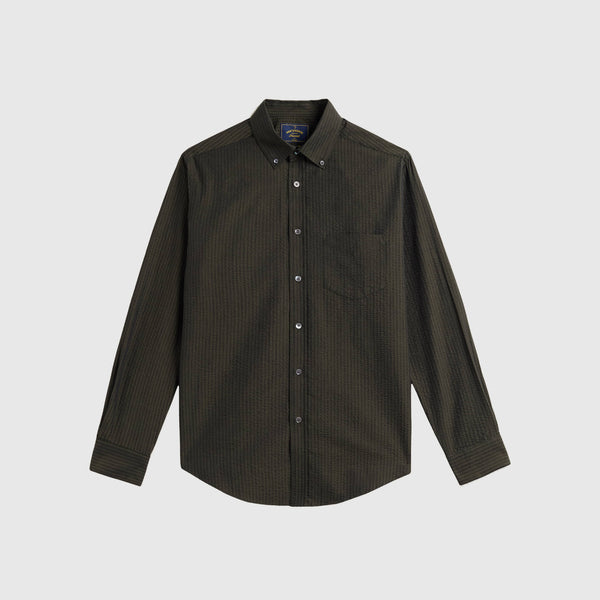 Portuguese Flannel Atlantico Seersucker Shirt - Olive - Front