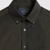 Portuguese Flannel Atlantico Seersucker Shirt - Olive - Front Close Up