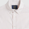 Portuguese Flannel Atlantico Seersucker Shirt - Sand Stripe - Front Close Up