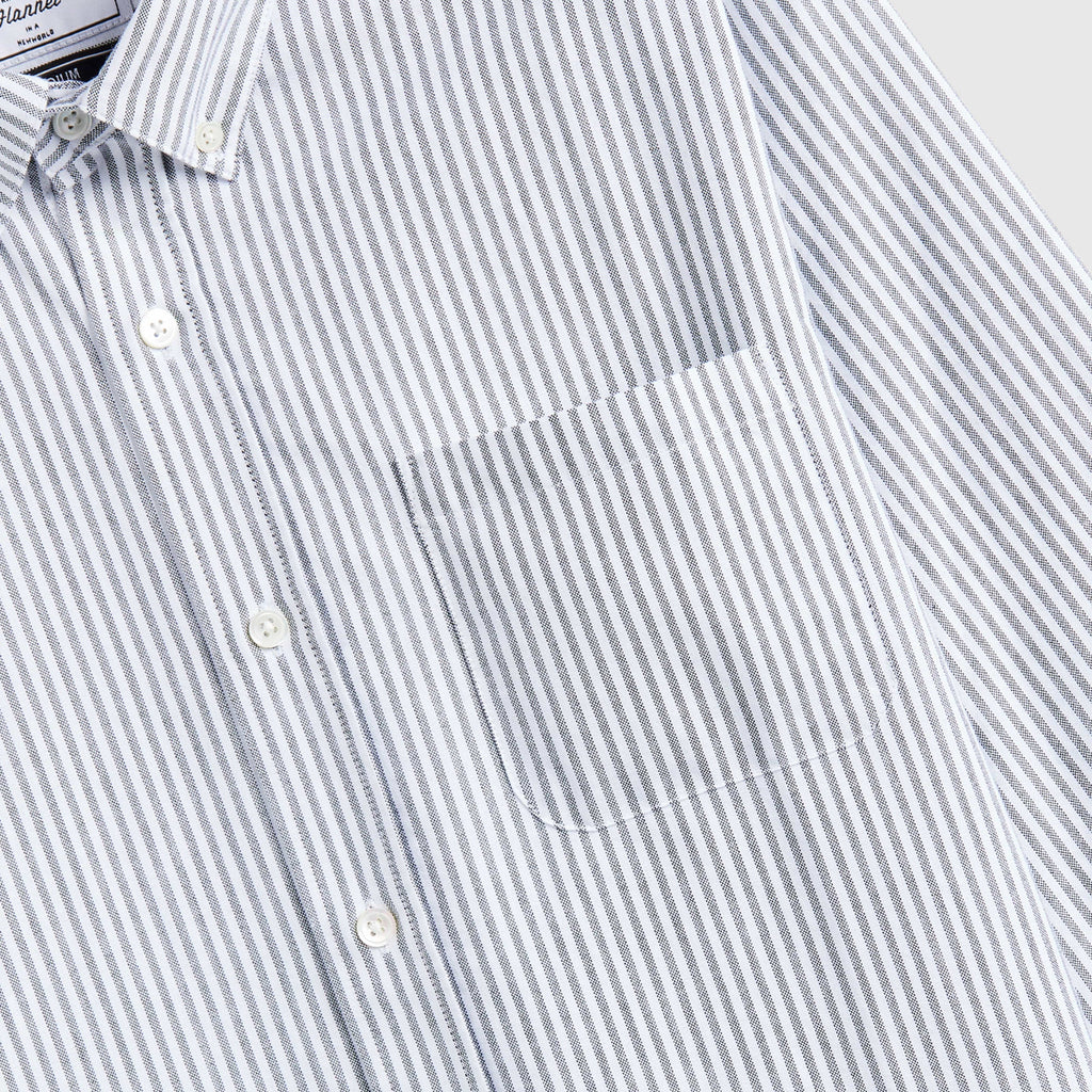 Portuguese Flannel Belavista Stripe Shirt - Black - Front Close Up