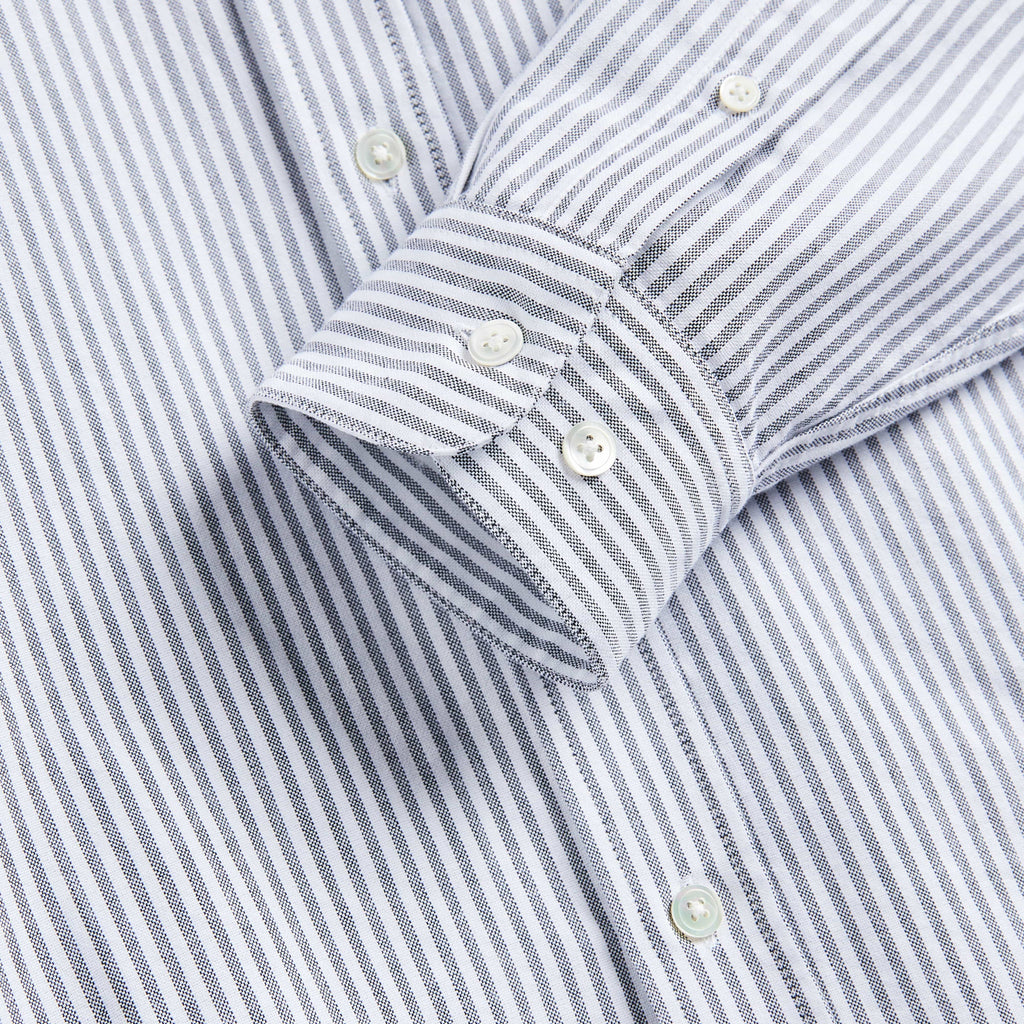 Portuguese Flannel Belavista Stripe Shirt - Black - Front Close Up
