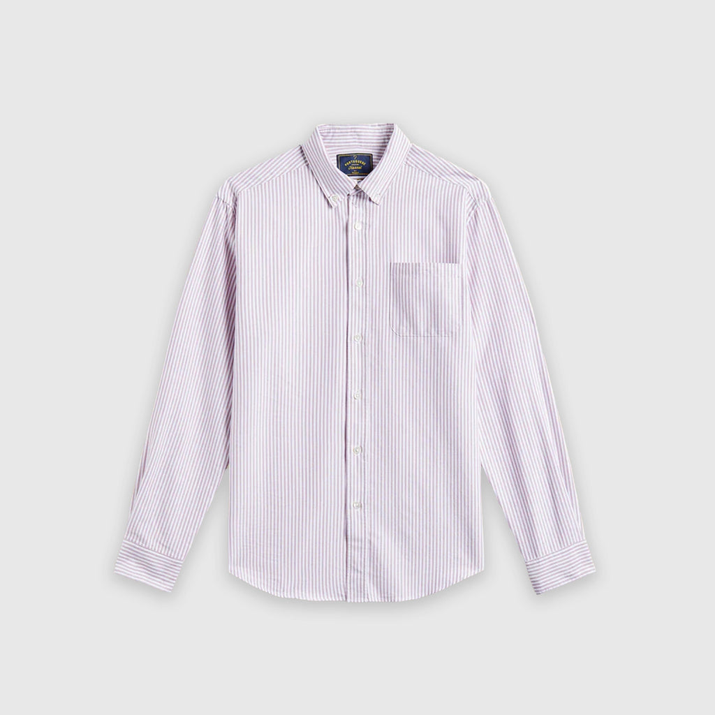 Portuguese Flannel Belavista Stripe Shirt - Bordeaux - Front
