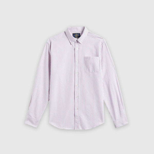 Portuguese Flannel Belavista Stripe Shirt - Bordeaux - Front