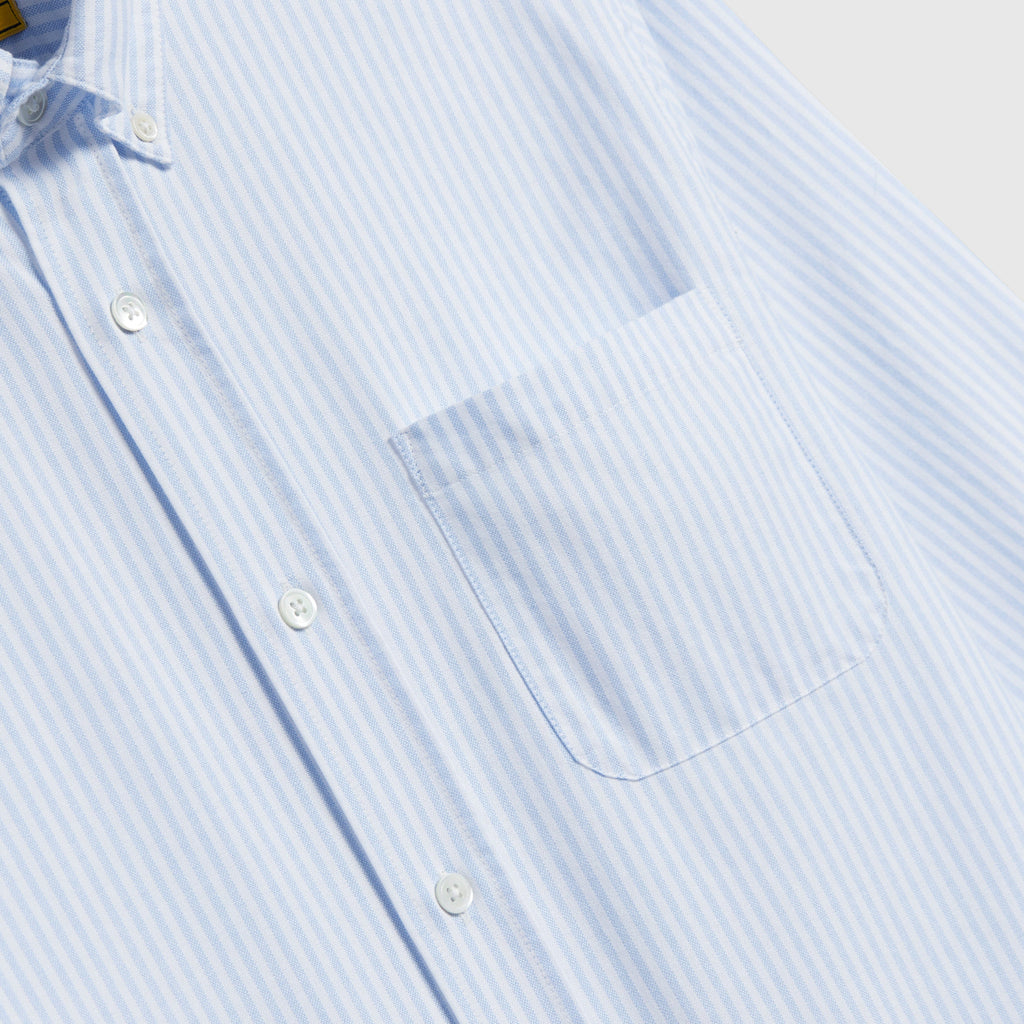 Portuguese Flannel Belavista Stripe Shirt - Light blue - Front Close Up